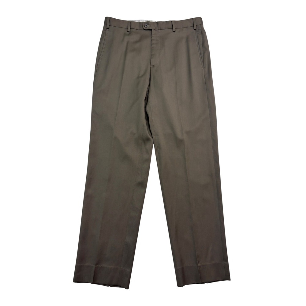 Zanella Italy 35x32 Taupe Todd Dress Suit Pants Trousers Pleated Wool Classic